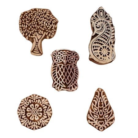 Set of 5 Piece New Mix Wooden Printing Blocks